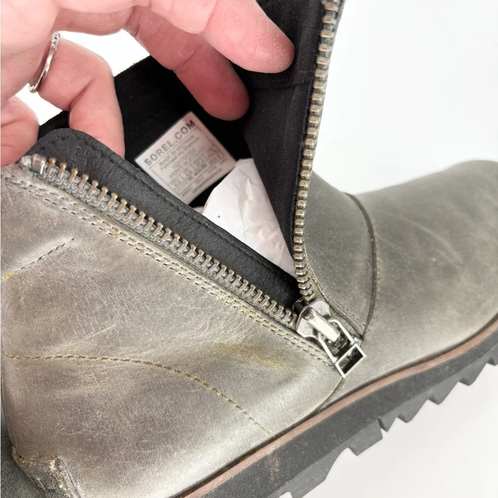 Sorel Harlow Zip Ankle Boot Quarry Leather